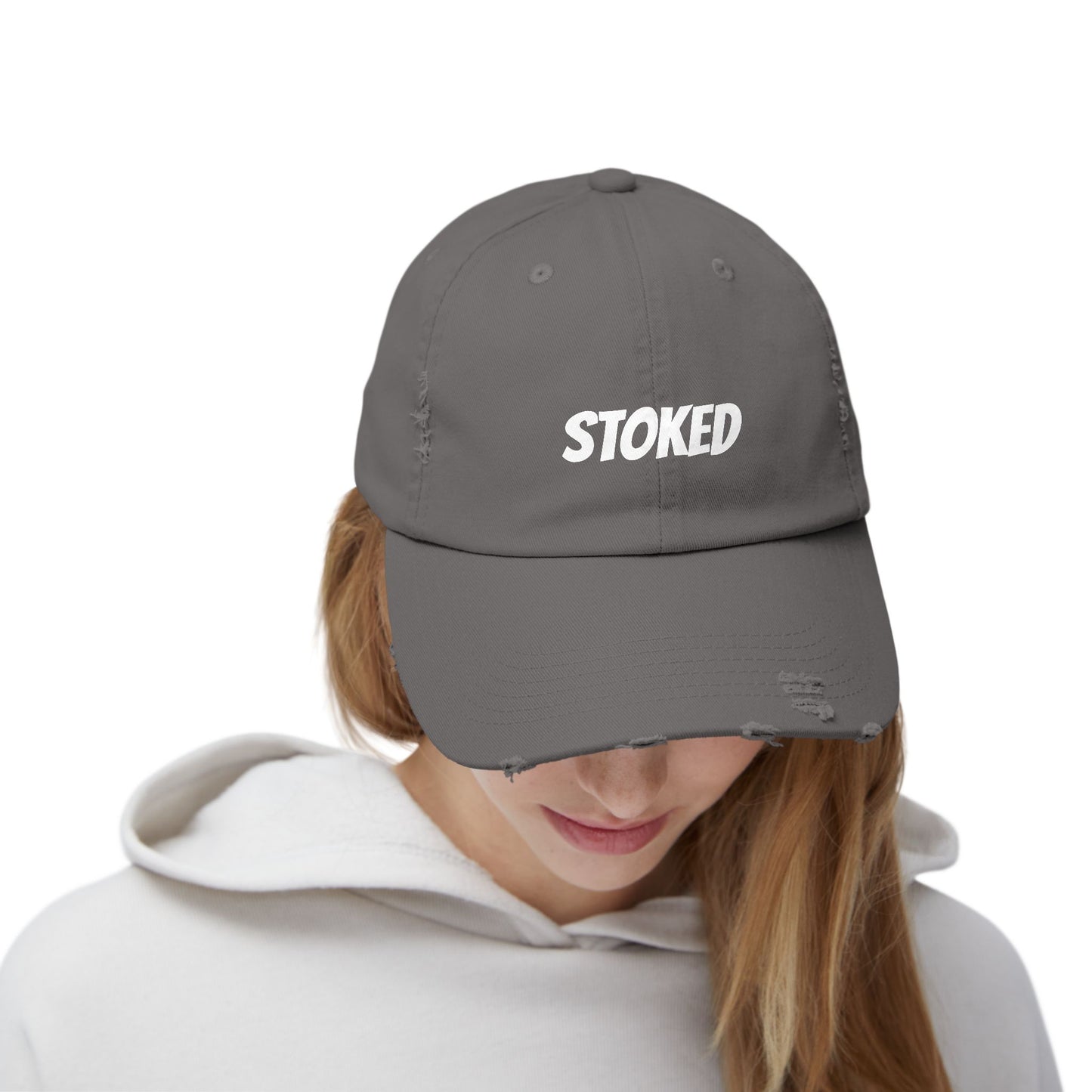 Unisex Distressed Cap - STOKED Vintage Look Hat for Casual Style