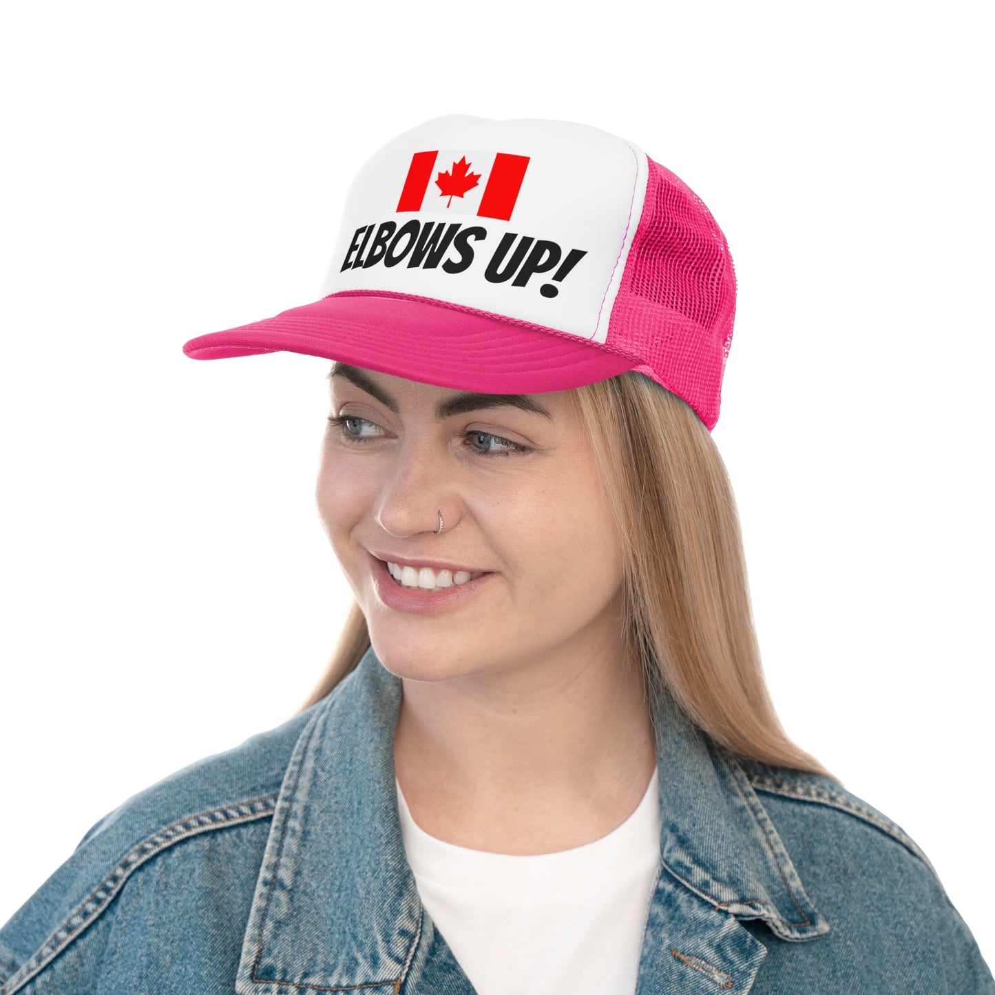 'Elbows Up!' - Canadian Flag Trucker Cap