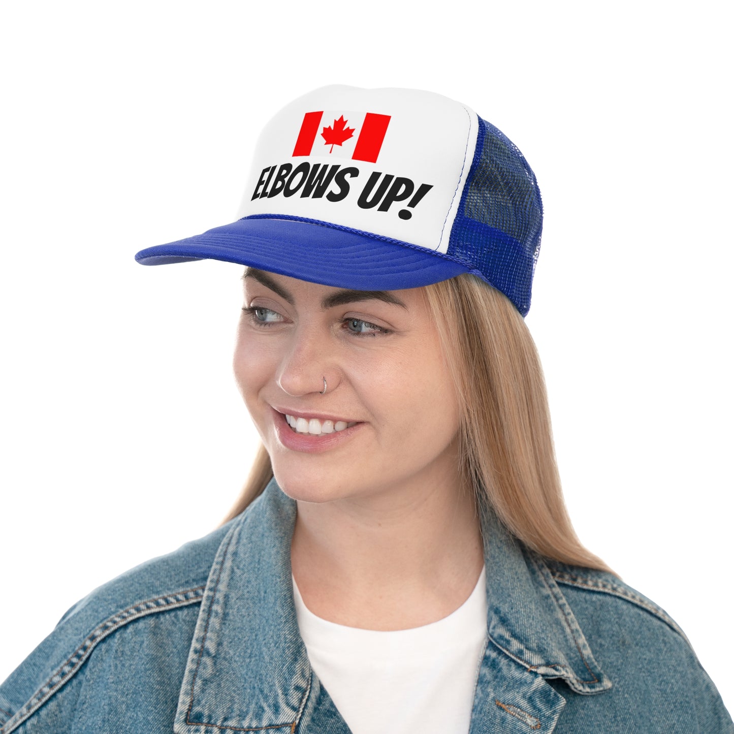 'Elbows Up!' - Canadian Flag Trucker Cap