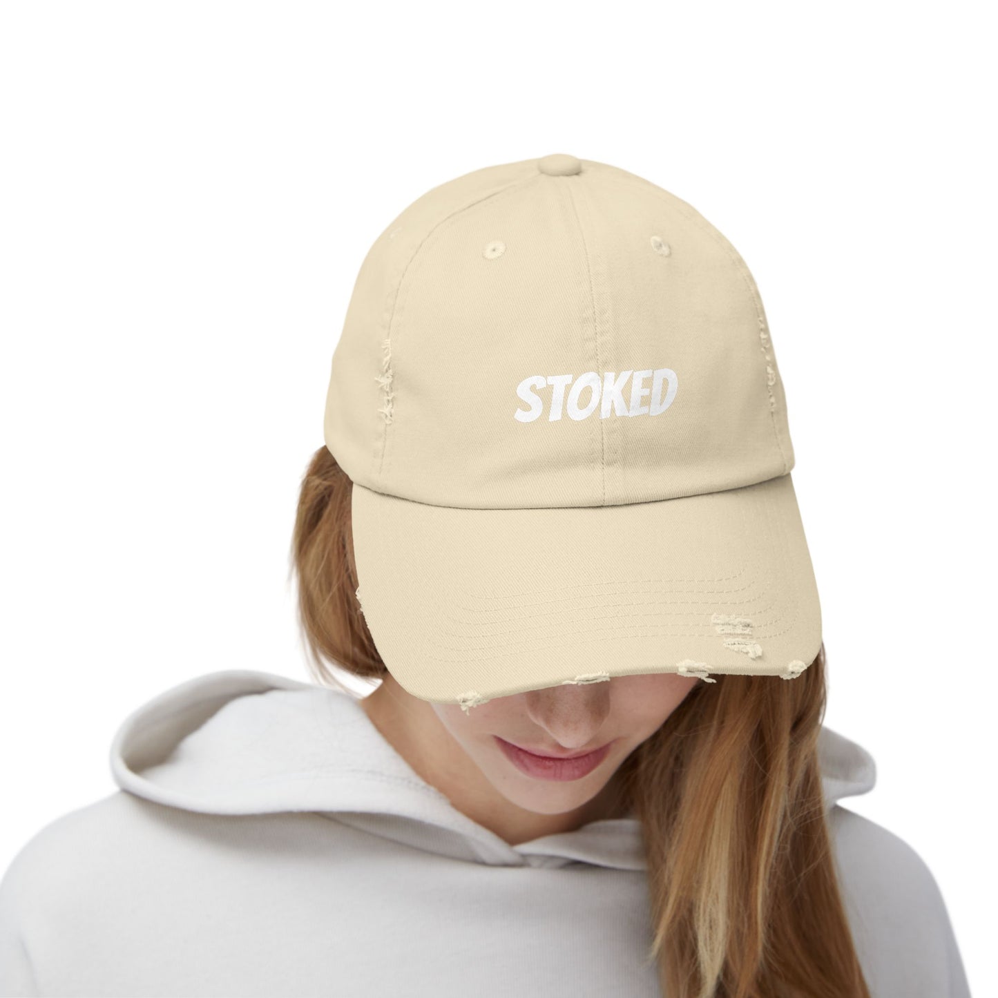 Unisex Distressed Cap - STOKED Vintage Look Hat for Casual Style