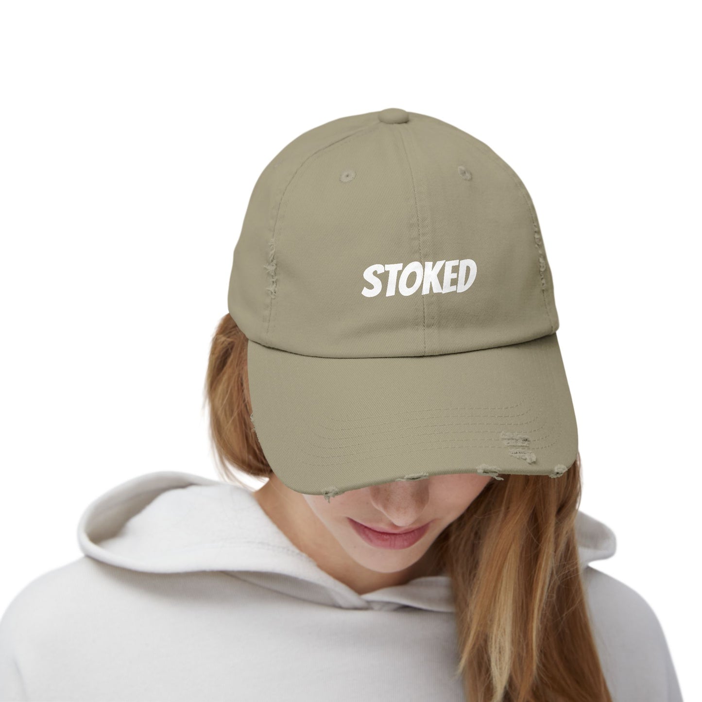 Unisex Distressed Cap - STOKED Vintage Look Hat for Casual Style