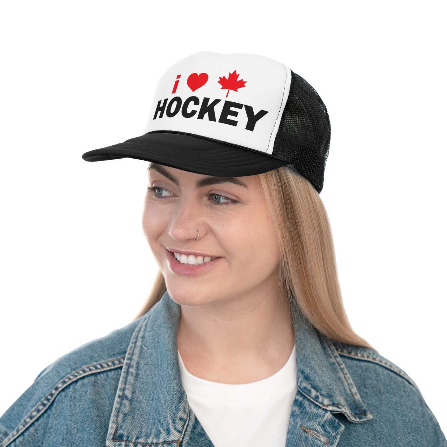 I Love Hockey Trucker Cap - Perfect for Fans and Celebrations