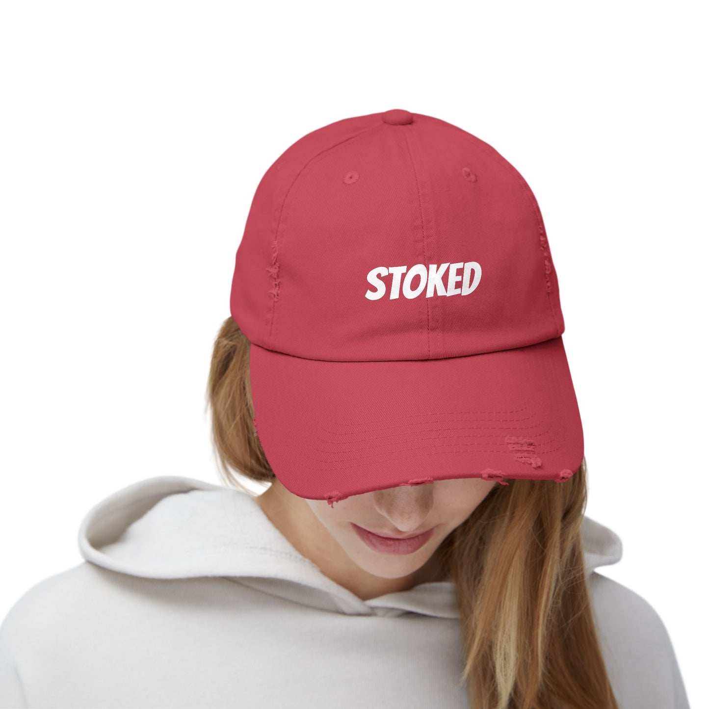 Unisex Distressed Cap - STOKED Vintage Look Hat for Casual Style